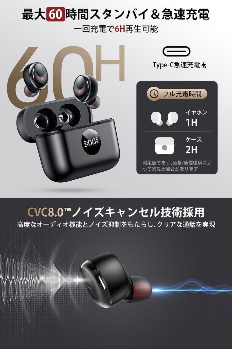 イヤホン Bluetooth イヤホン ワイヤレスイヤホン – TUAYOO