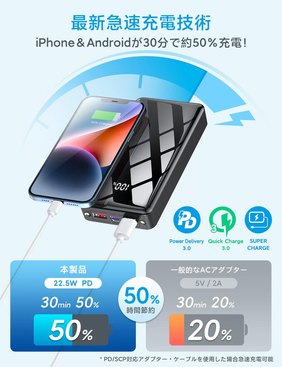 JM2 モバイルバッテリー 40000mAh - スマホアクセサリー